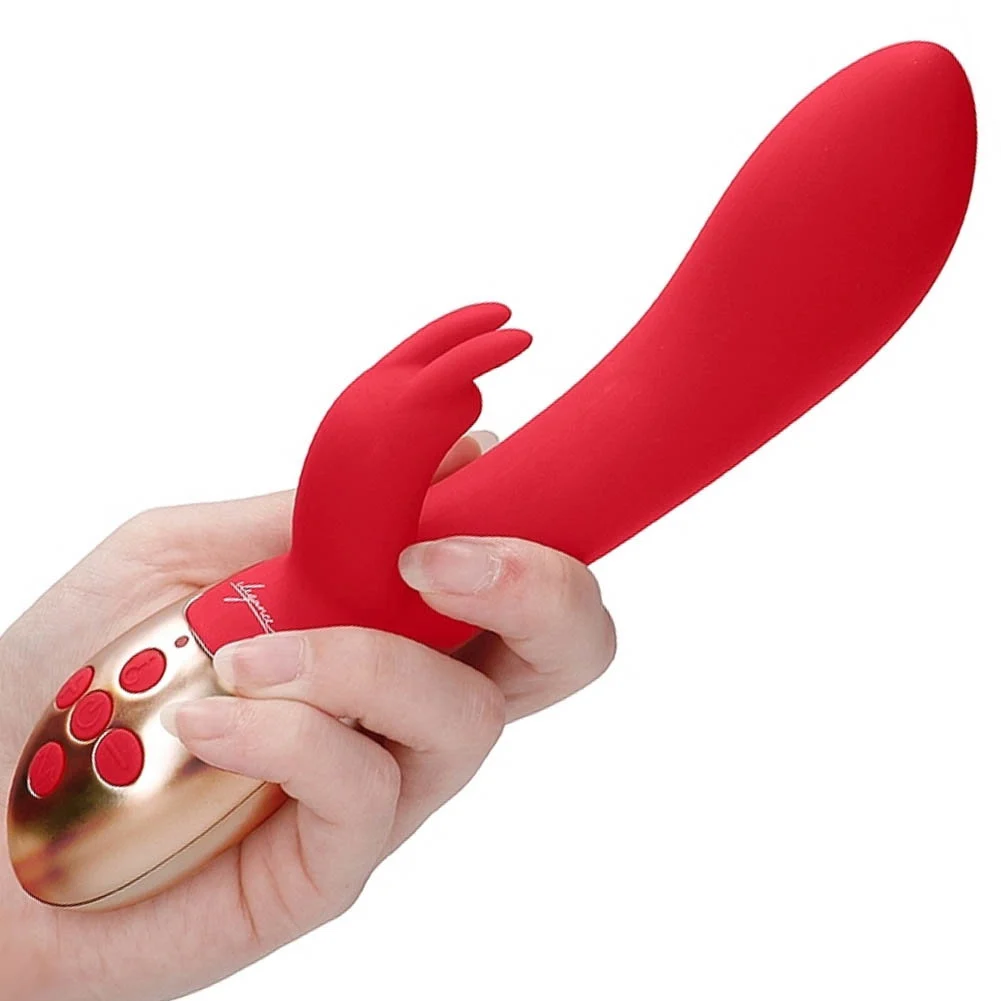 Elegance Opulent Heating Rabbit Vibrator, 8", Red/Gold