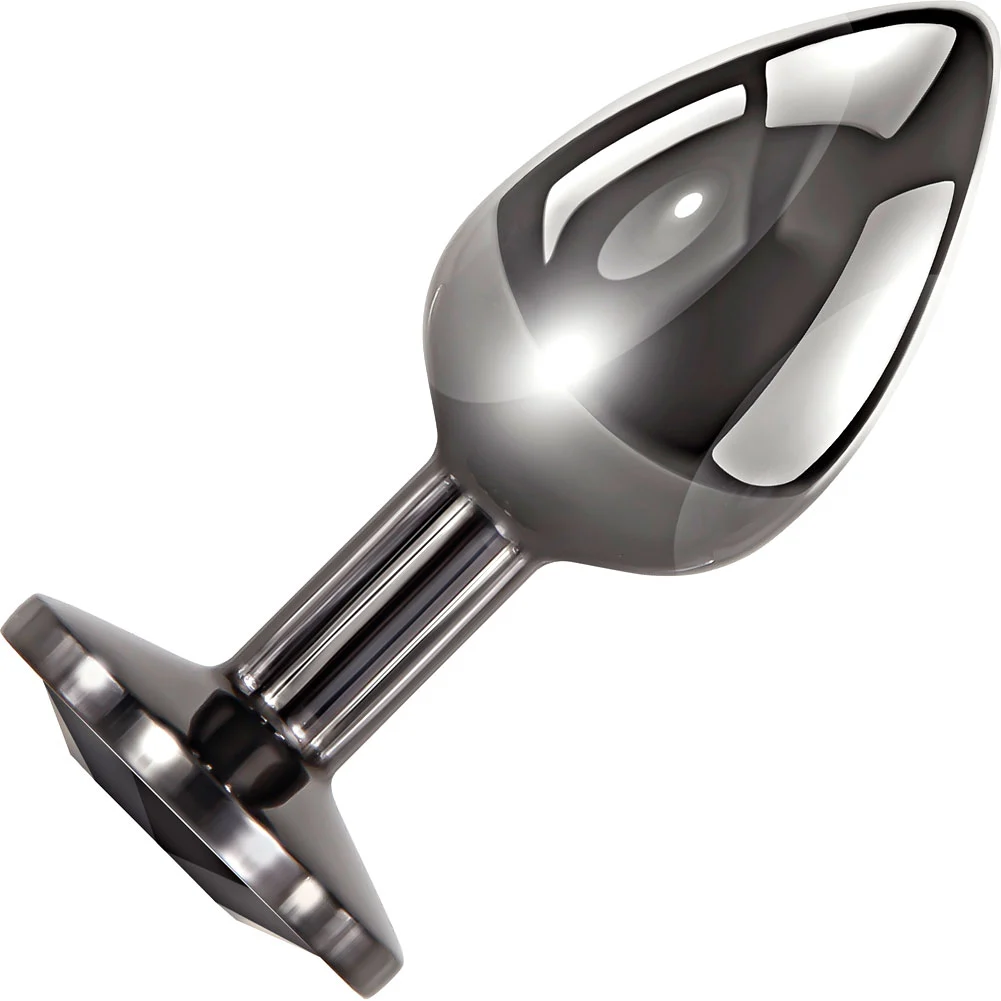 Evolved Black Gem Smooth Metal Anal Plug, 2.75", Silver/Black
