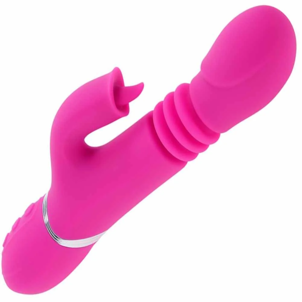 Evolved Pink Dragon Rechargeable Thrusting Silicone Rabbit, 9.5", Pink