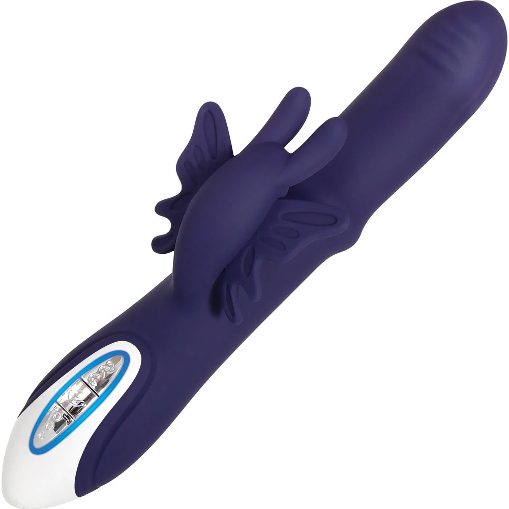 Evolved Put a Ring On It Butterfly Rechargeable Silicone Vibrator, 9.25", Blue