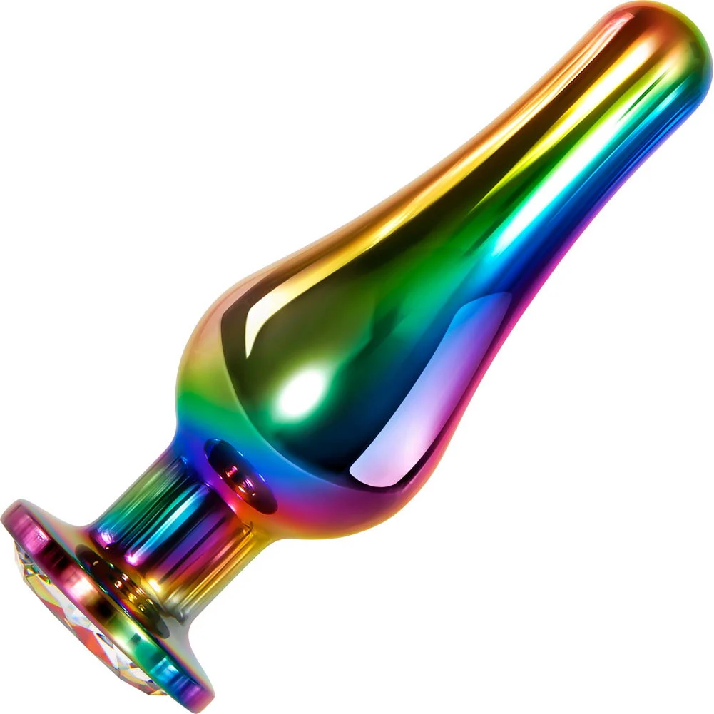 Evolved Rainbow Metal Anal Plug, 5.09", Multicolored