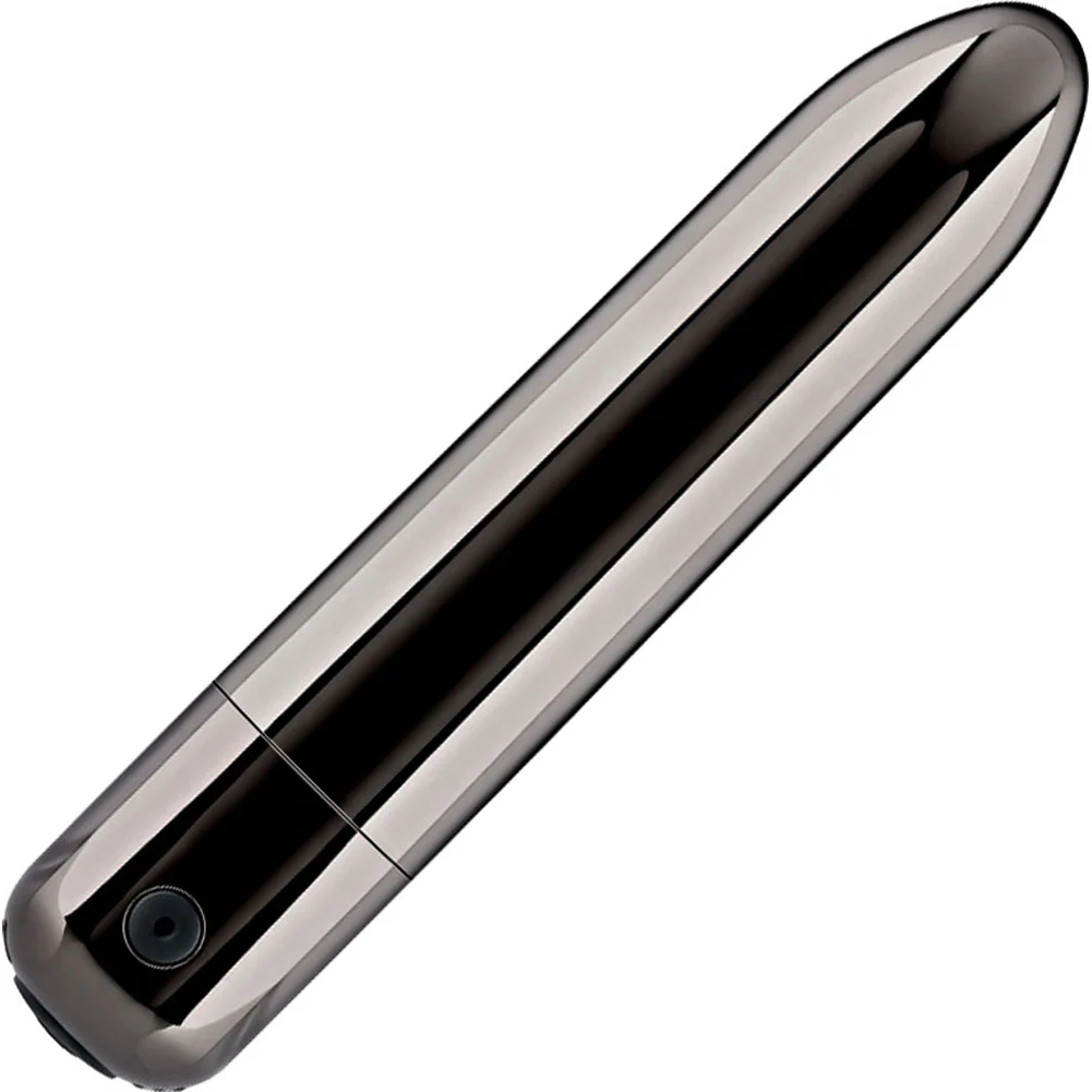 Evolved Real Simple Rechargeable Bullet Vibrator, 3.94", Black Chrome