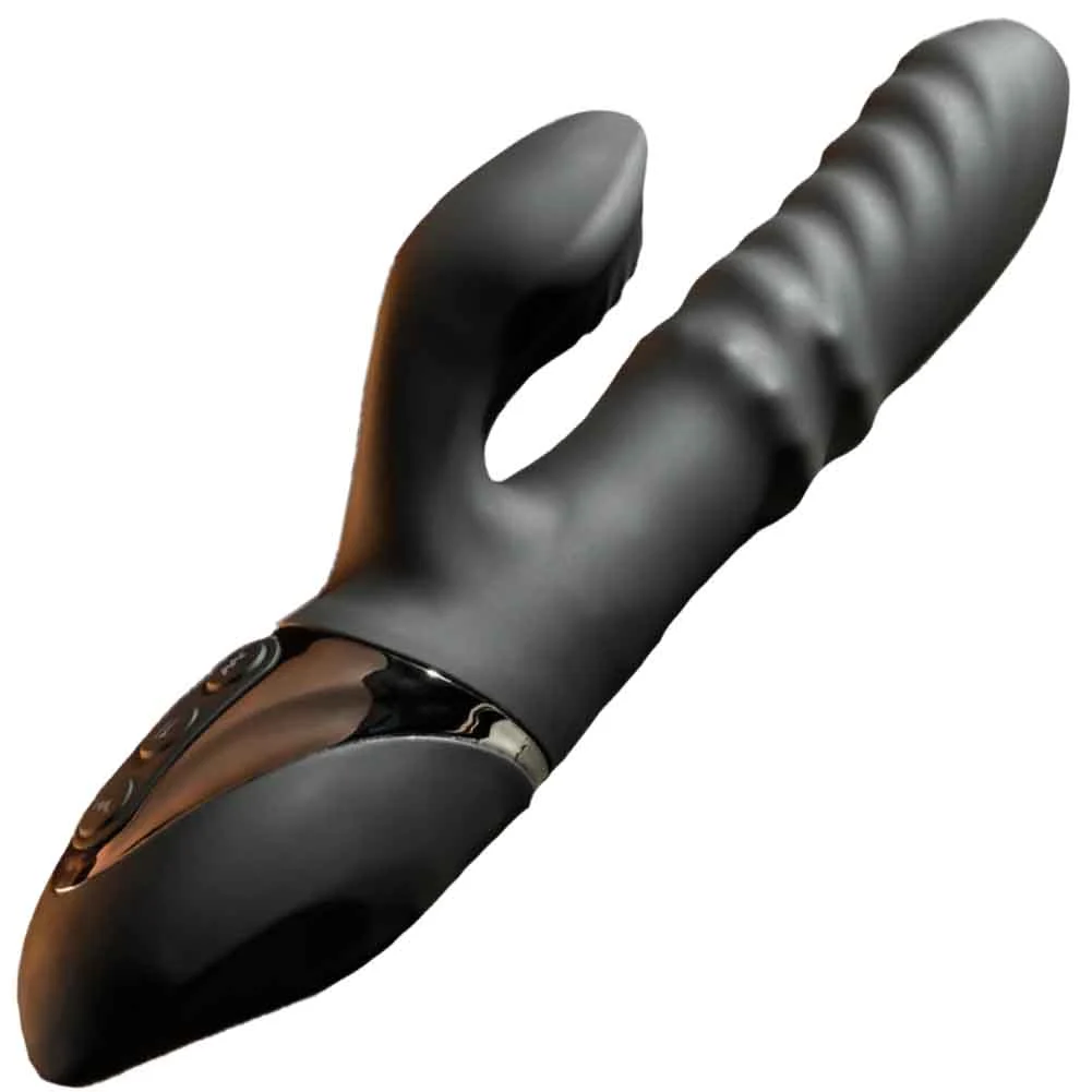 Evolved Ring It Home Rechargeable Dual Action Silicone Vibrator, 9.5", Black