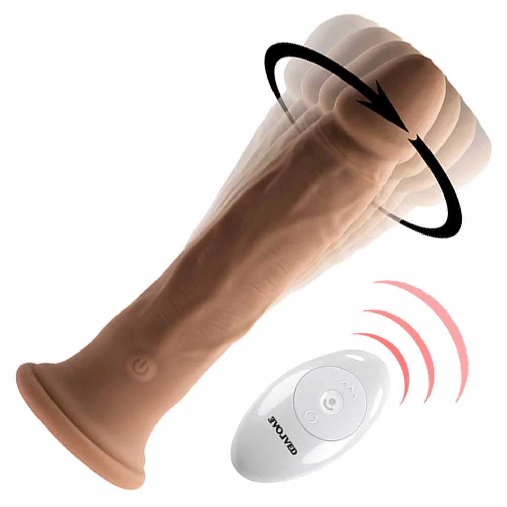 Evolved Twirl Jam Silicone Remote-Controlled Twirling Vibrator, 9.25", Mocha
