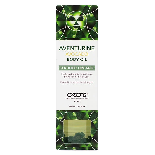 Exsens Organic Crystal Infused Body Oil-Aventurine Avocado 3.4oz
