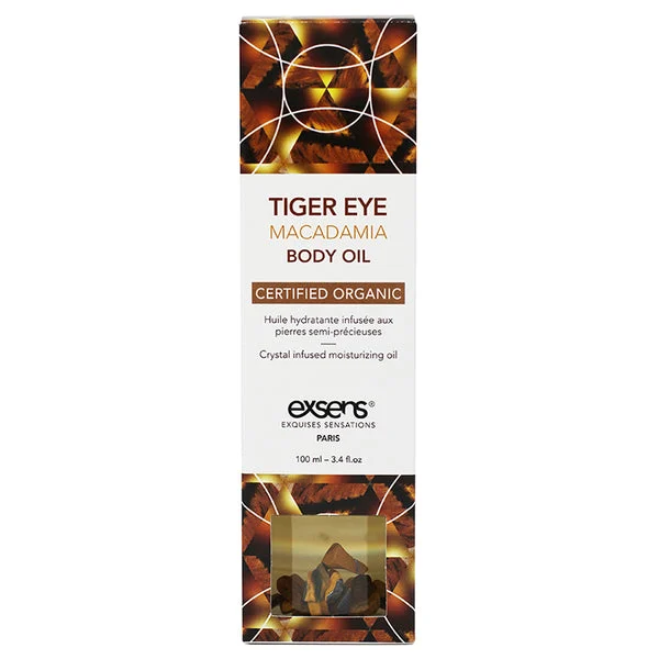 Exsens Organic Crystal Infused Body Oil-Tiger Eye Macadamia 3.4oz