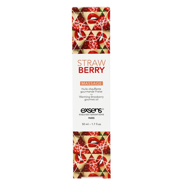Exsens Warming Gourmet Massage Oil-Strawberry 1.7oz