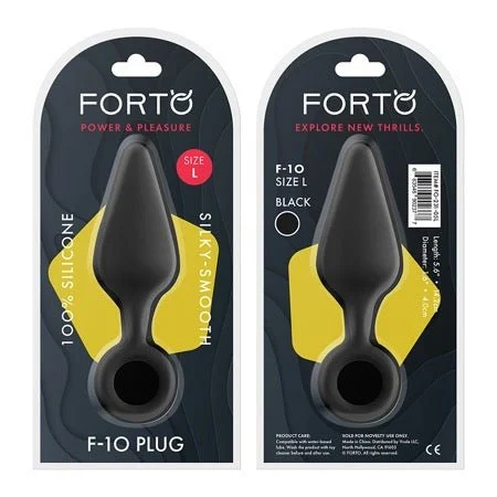 F-10 Plug Pull Ring Butt Plug, Black Large