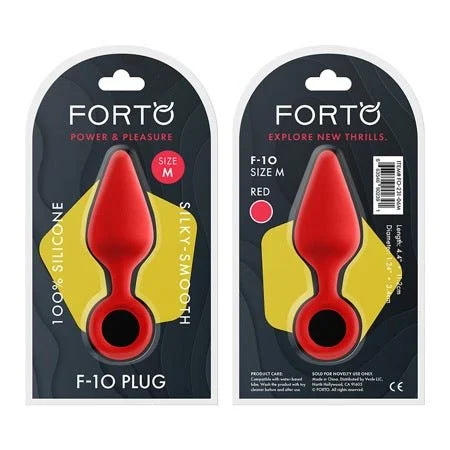 F-10 Plug With Pull Ring Butt Plug, Red Medium