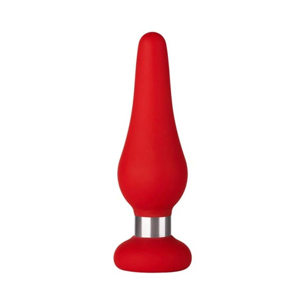 F-21 Tear Drop Butt Plug, Medium, Black/Red