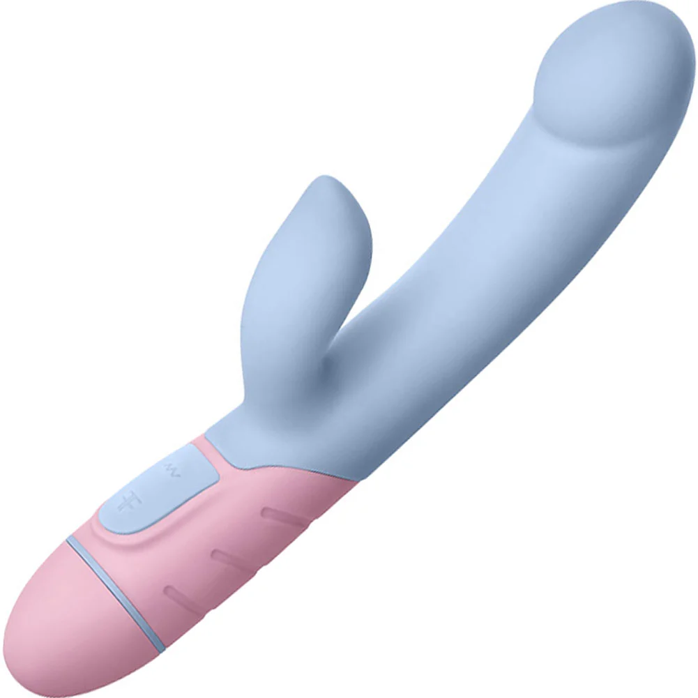 FemmeFunn FFIX Dual Action Rabbit Vibrator, 7.8", Light Blue