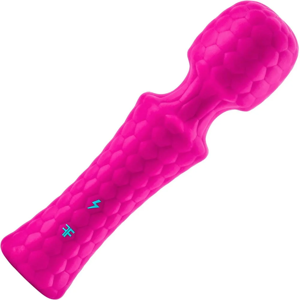 FemmeFunn Ultra Wand Mini Rechargeable Textured Silicone Vibrator, 5.7", Pink