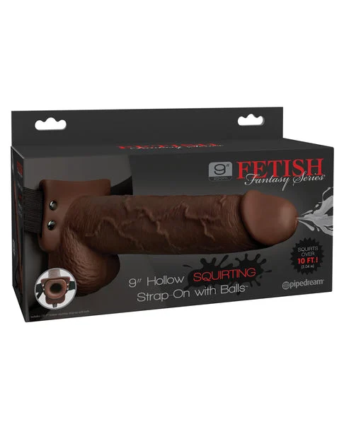 Fetish Fantasy Series 9" Hollow Squirting Strap On W/balls - Brown