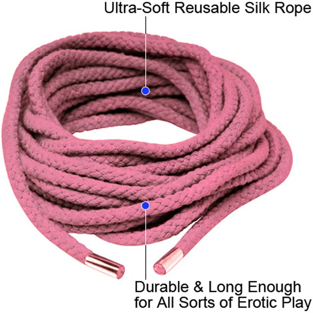 Fetish Fantasy Series Japanese Silk Rope, 35 ft, Pink