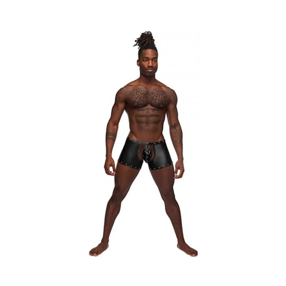 Fetish Poseidon Nylon Spandex Tear Off Cup Thong Short Black