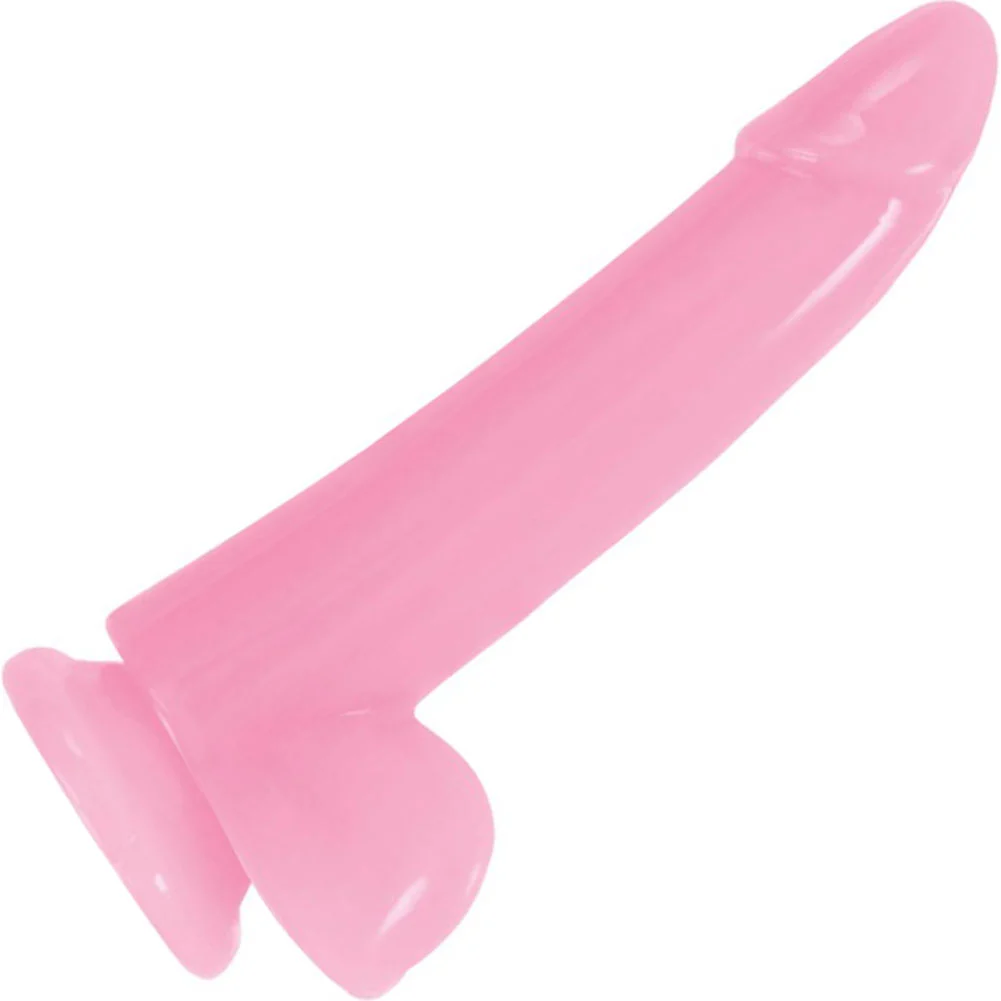 Firefly Glow-in-the-Dark Smooth Dong, 5", Pink Glow