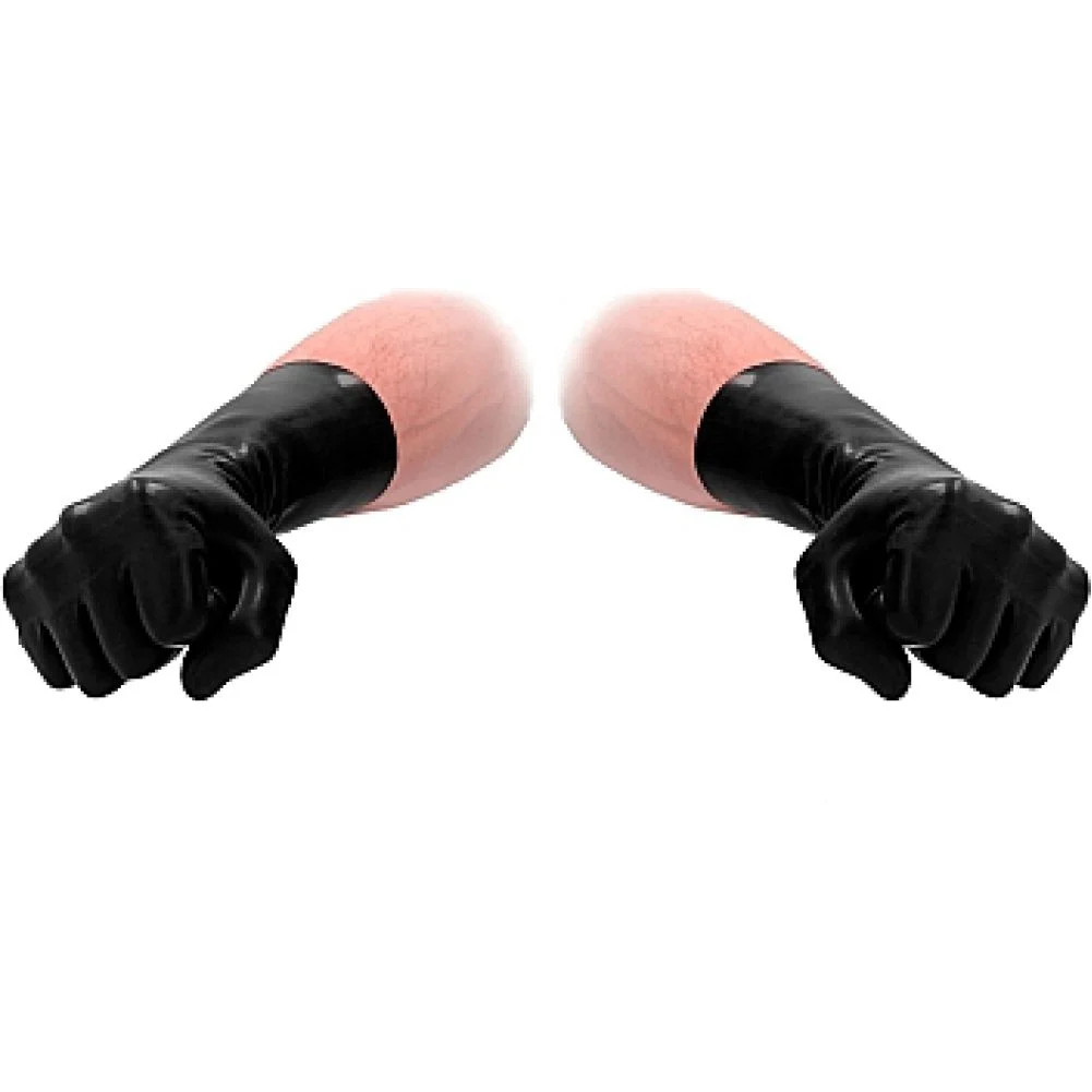 Fist It Short Latex Gloves, One Size, Black