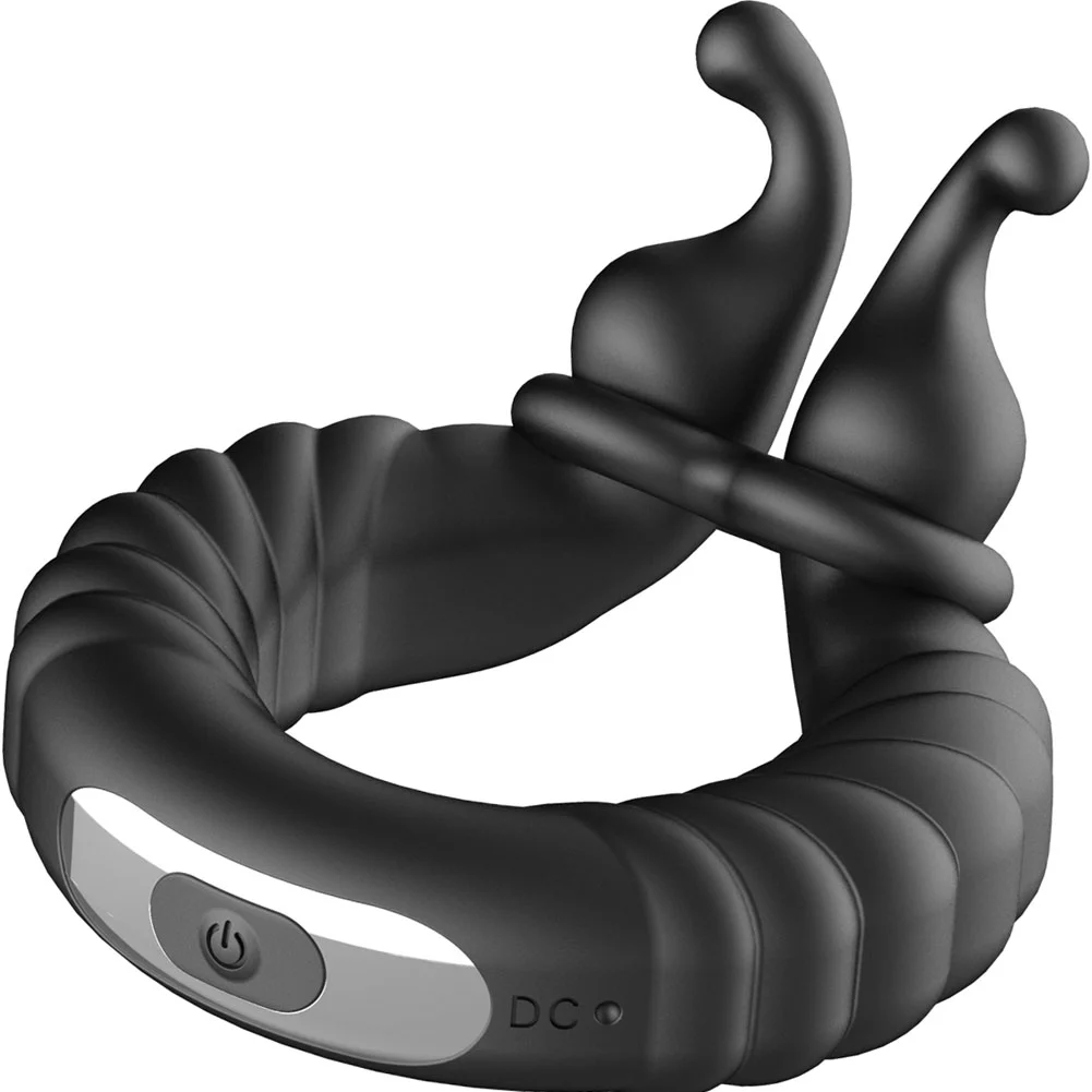 Forto F-24 Textured Vibrating Penis Ring, 1.57", Black