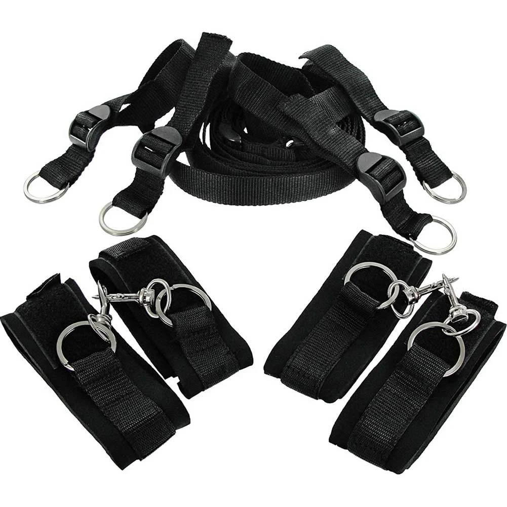 Frisky Bedroom Restraint Kit with Cuffs and Tethers, Black