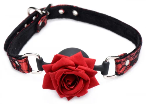 Full Bloom Silicone Ball Gag with Red Rose
