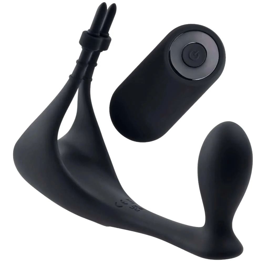 Gender X Back It Up Rechargeable Lasso C-Ring and Plug with Remote, 2", Black
