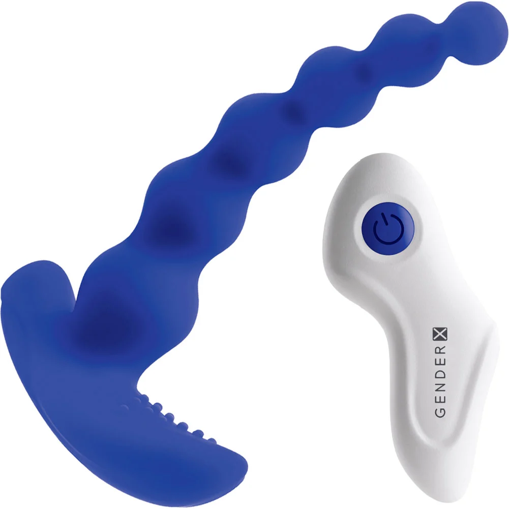 Gender X Beaded Pleasure Remote Controlled Vibrator, 4.5", Blue