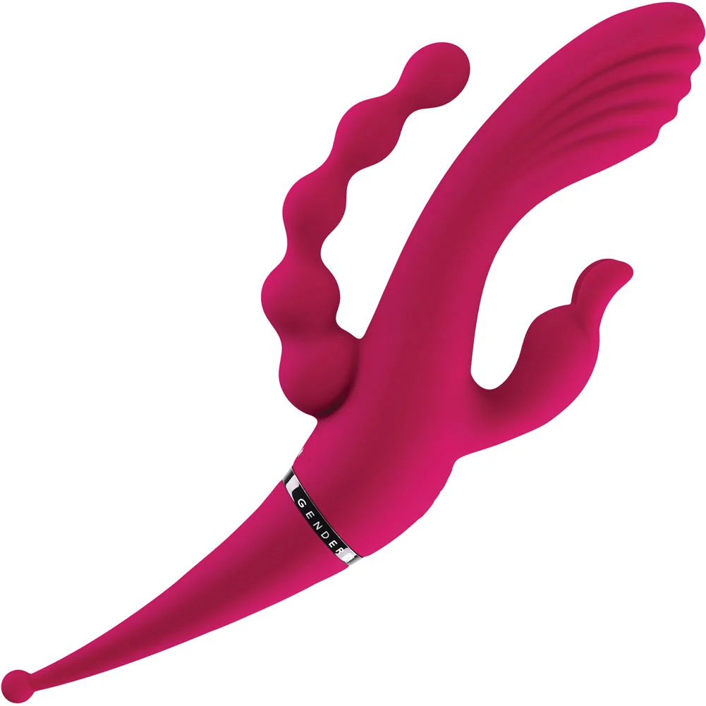 Gender X Four By Four Multi Stimulating Vibrator, 11", Burgundy