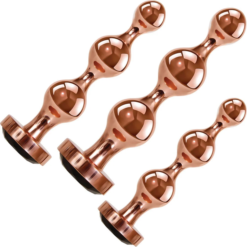 Gender X Gold Digger 3-Piece Aluminum Metal Plug Set, Rose Gold/Black