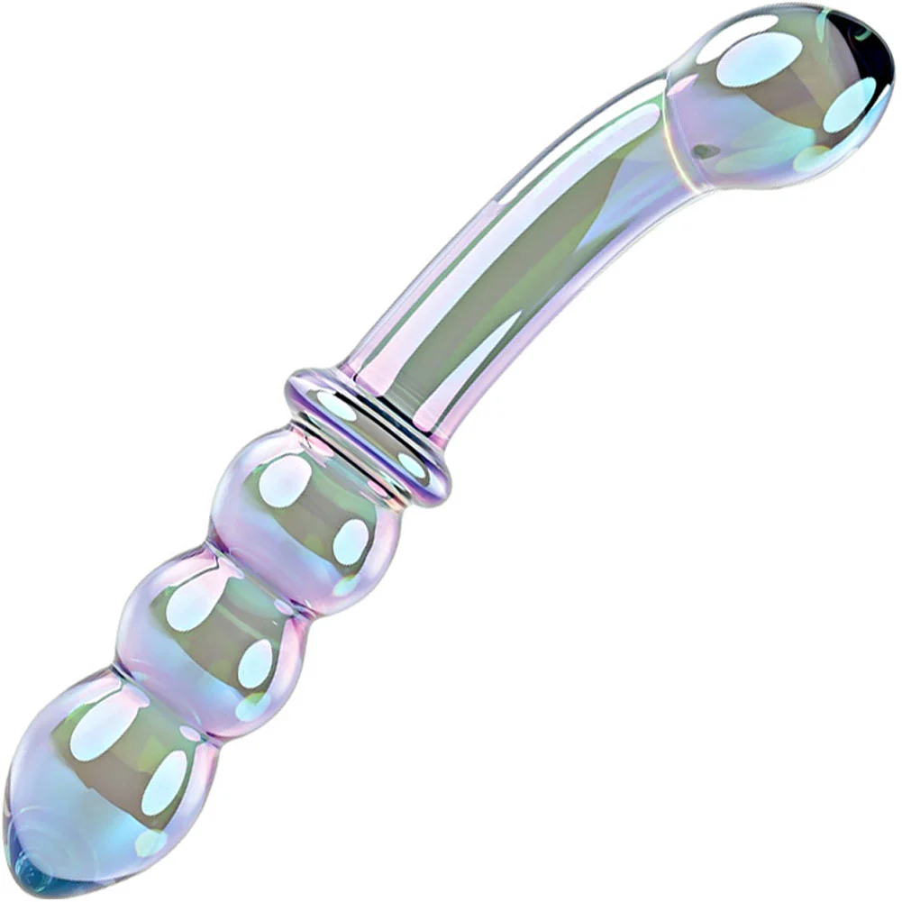 Gender X Lustrous Galaxy Wand Dual-Ended Glass Dildo, 7.3", Multicolor