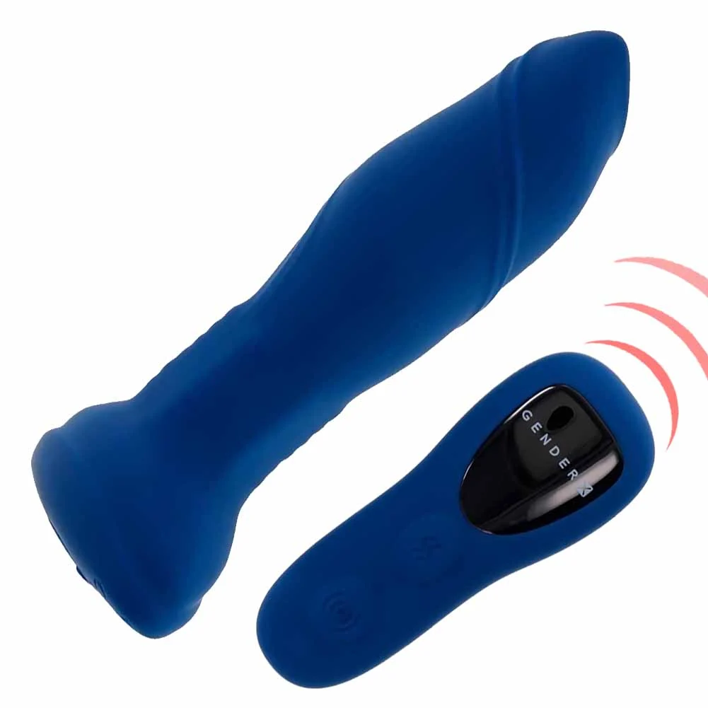 Gender X Sway With Me Rechargeable Silicone Butt Plug With Remote, 5.75", Blue