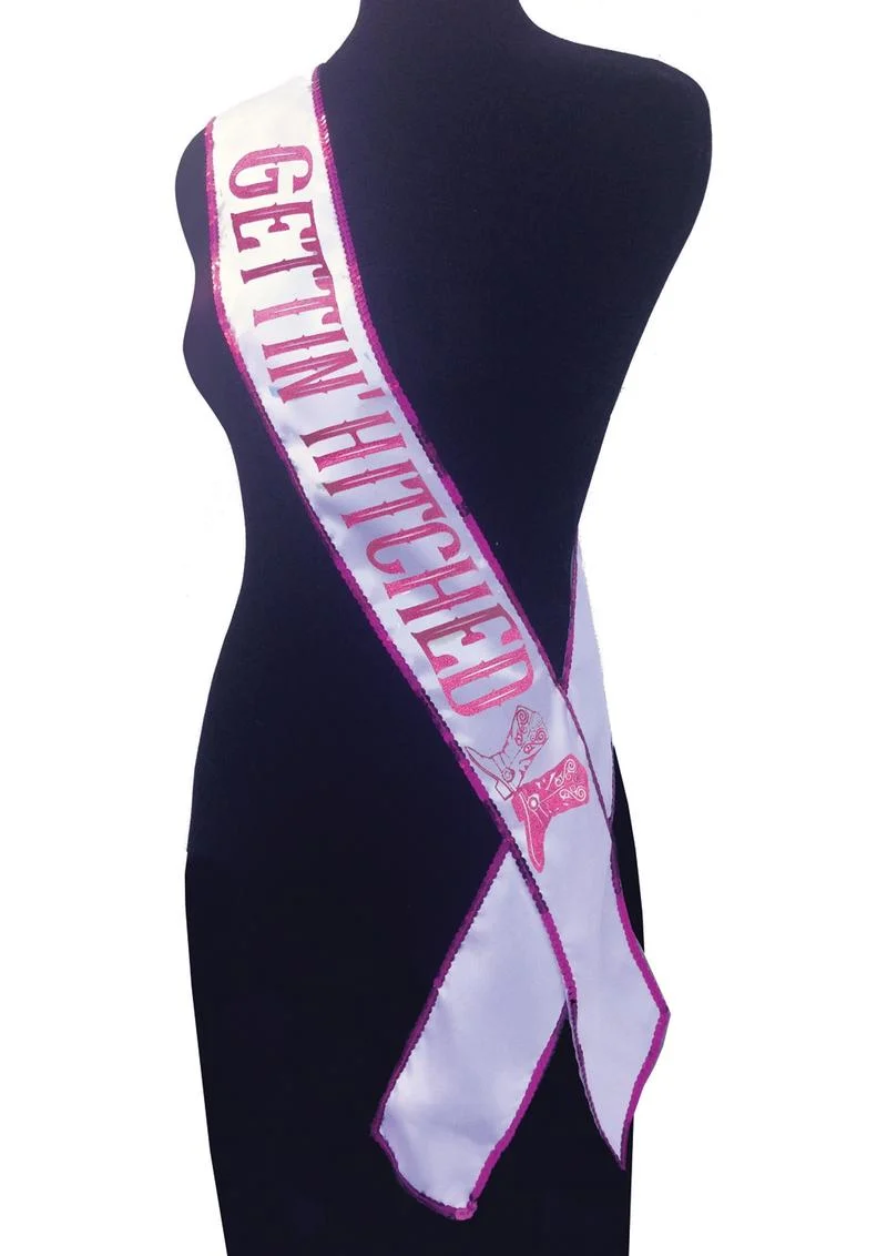 Gettin Hitched Bride Party Sash Glitter