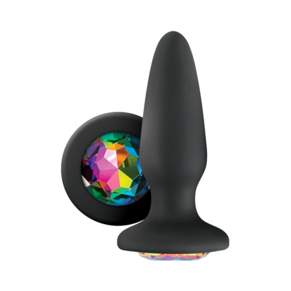 Glams Anal Plug, Rainbow Gem Black Multi-Color