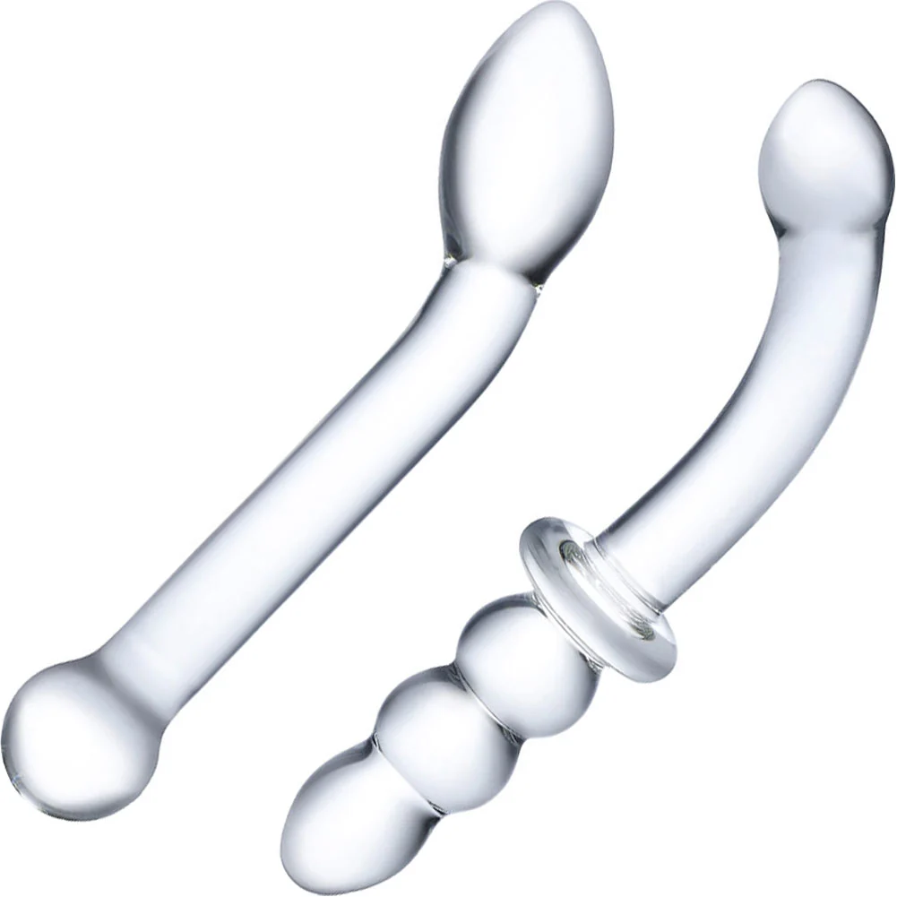 Glas 2-Piece G-Spot Pleasure Glass Dildo Set, Clear
