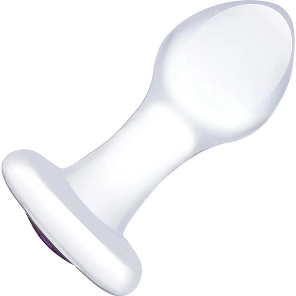 Glas Bling Bling Glass Butt Plug, 3.5", Clear