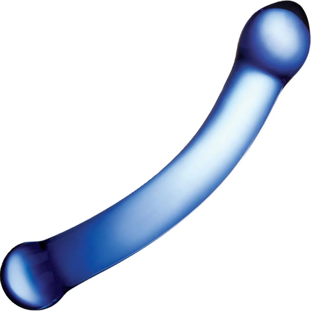 glas Curved Glass G-Spot Dildo, 6", Blue