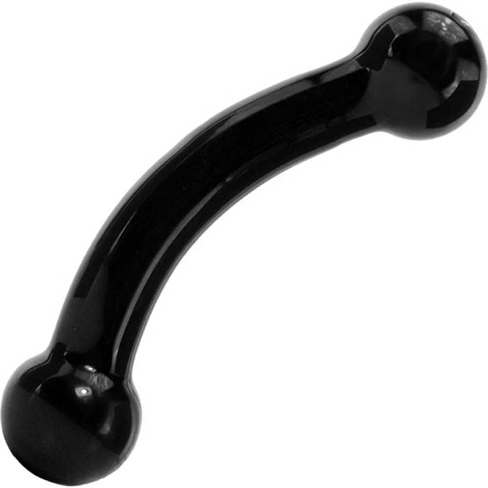 glas Double Bull Dual Ended Glass Dildo, 5.25", Black