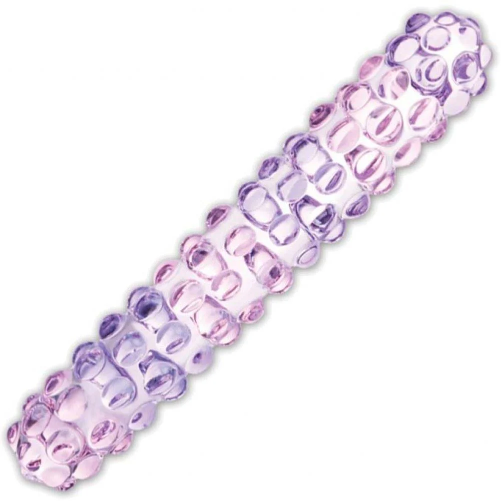 glas Purple Rose Nubby Glass Dildo, 6.5", Purple