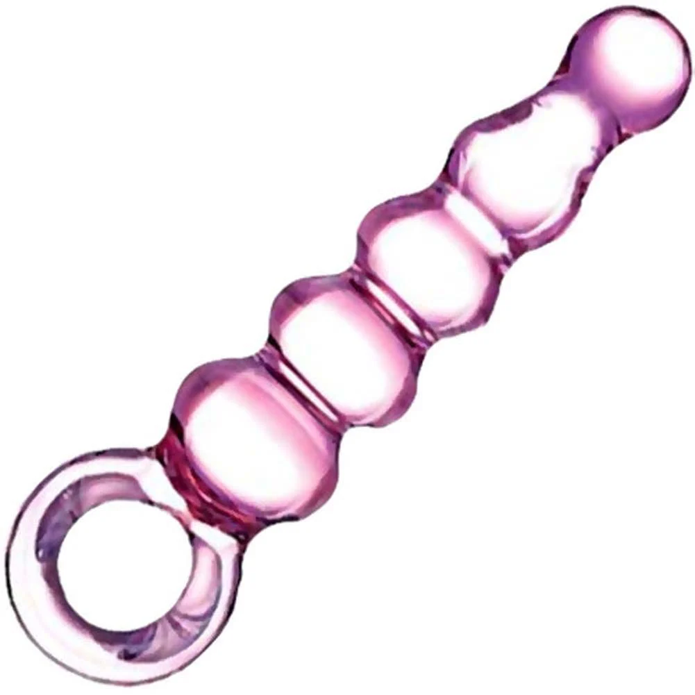 glas Quintessence Beaded Glass Anal Slider, 7.5", Pink