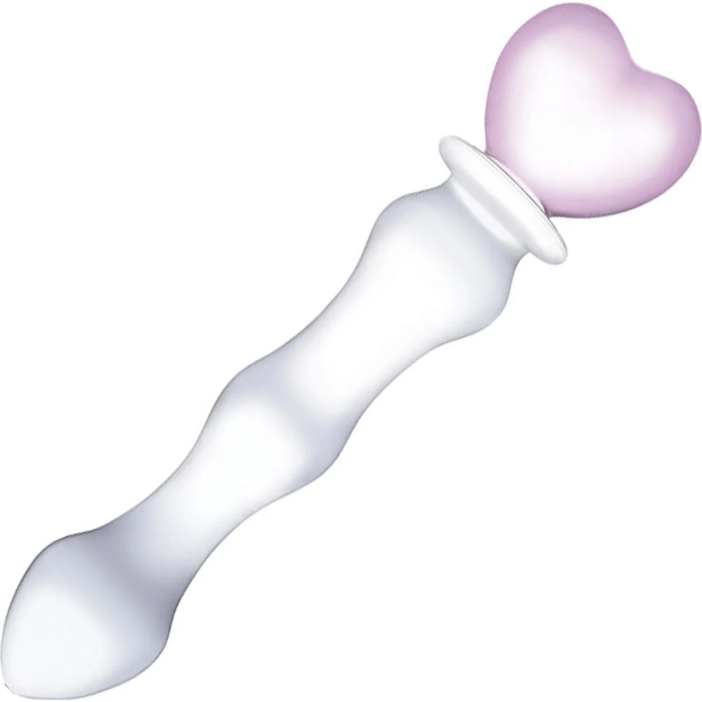 Glas Sweetheart Glass Dildo, 7", Clear/Pink