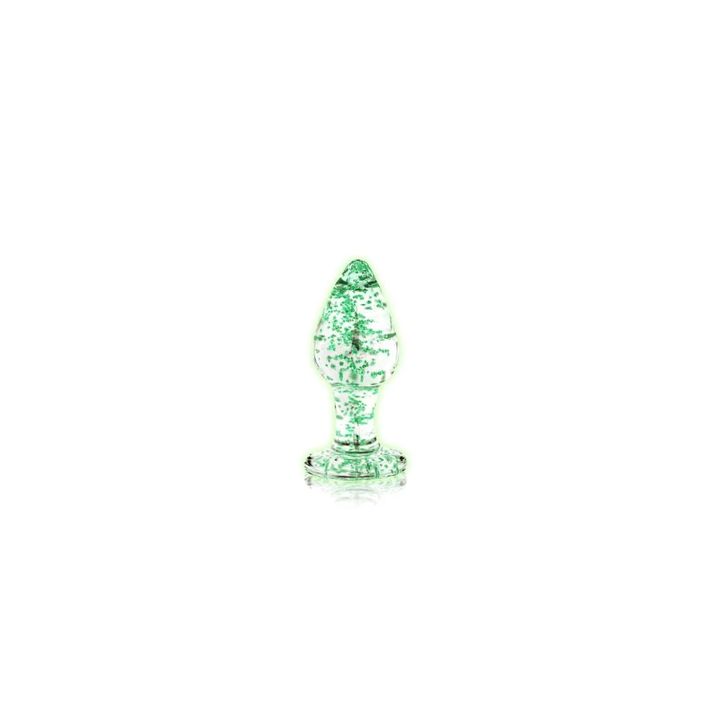 Glow Glass Butt Plug, Glow In The Dark Clear Small
