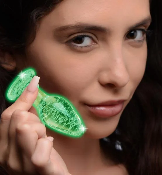 Glow-In-The-Dark Glass Anal Plug Small Clear