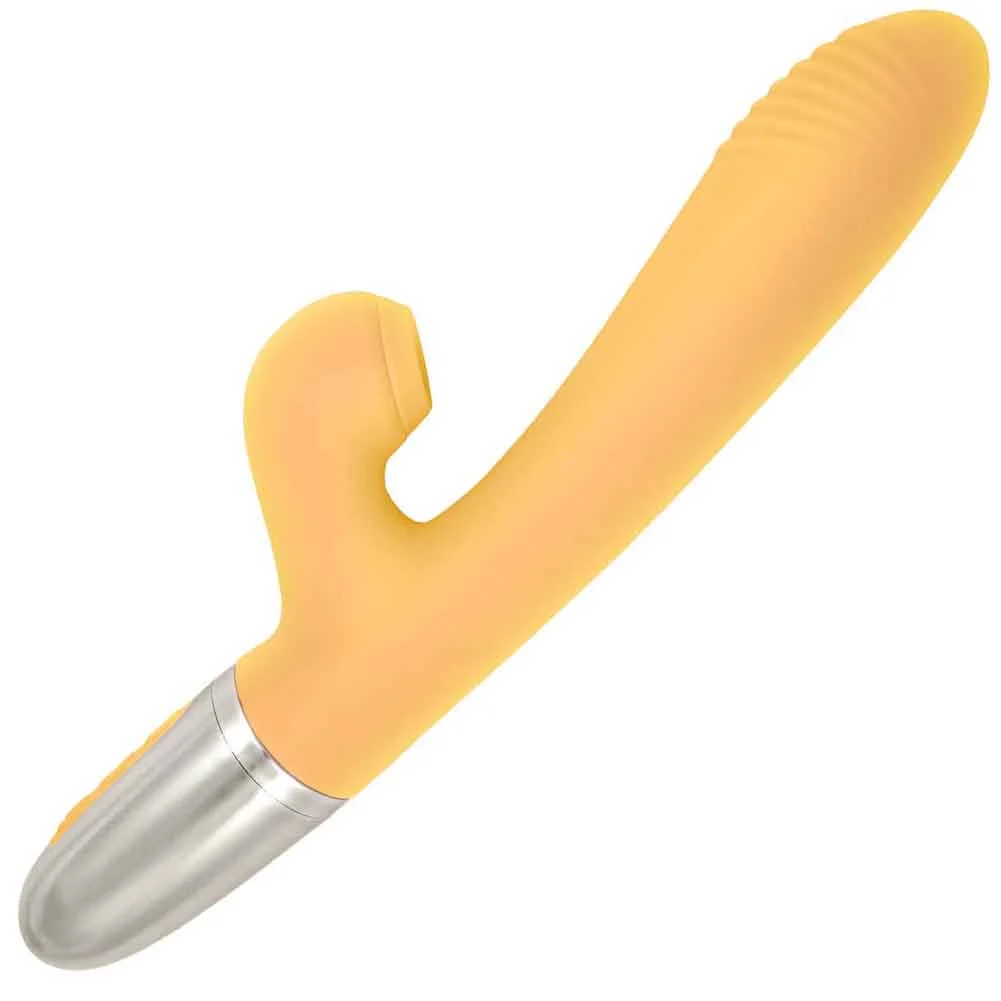 Goddess Tapping Thruster Dual Action Personal Vibrator, 9.5", Yellow