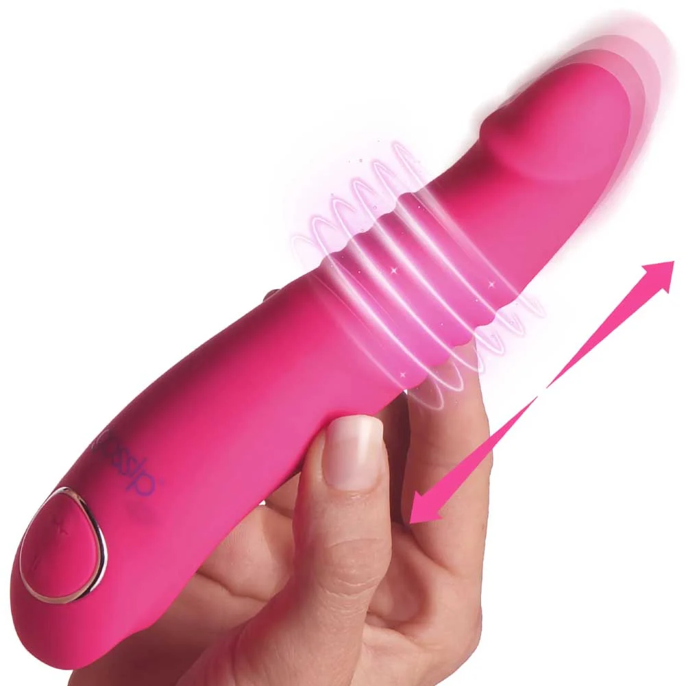 Gossip Blasters 7X Thrusting Silicone Vibrator, 6.8", Magenta