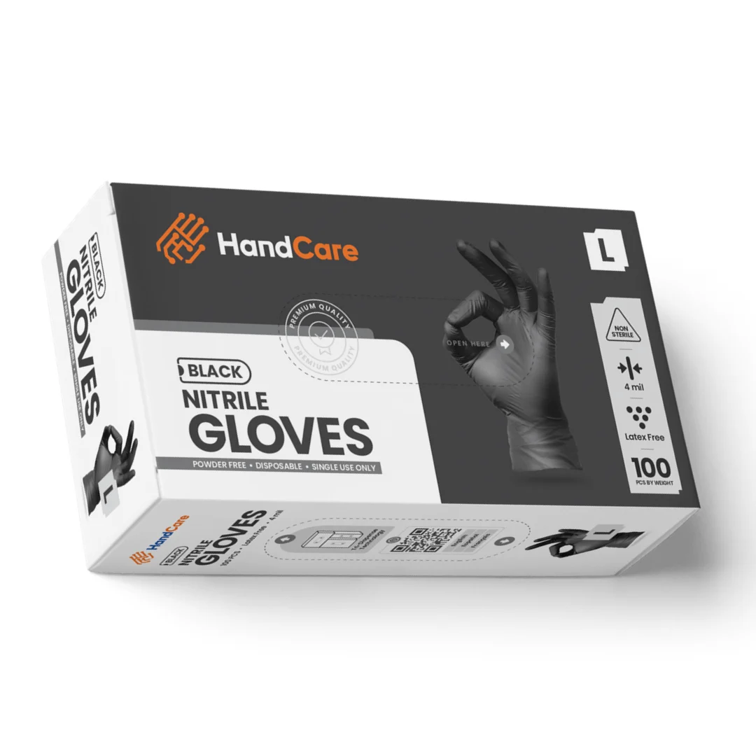 HandCare Black Nitrile Gloves - Exam Grade, Powder Free (4 Mil) - BOGO 20% OFF