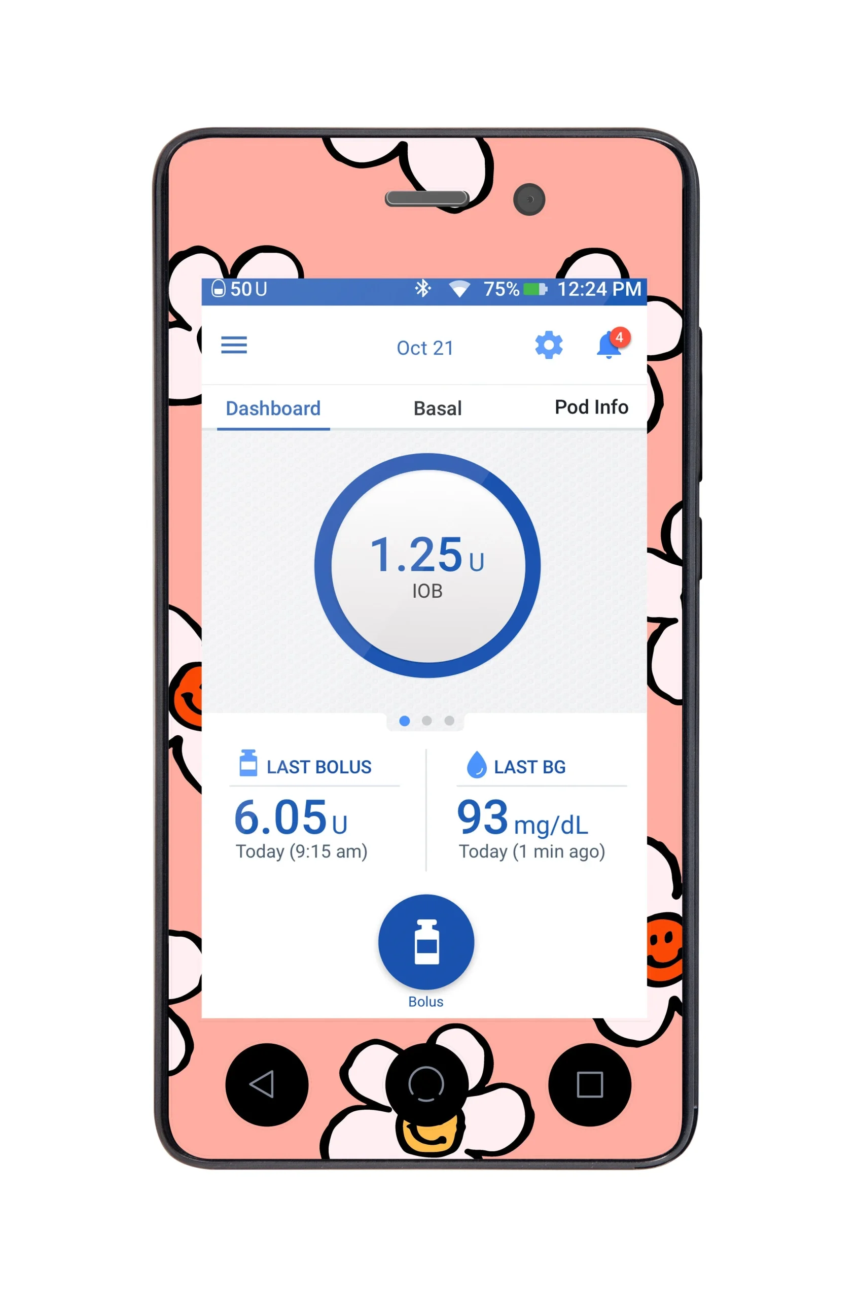Happy FlowersSticker for Omnipod DASH PDM – Pump Peelz
