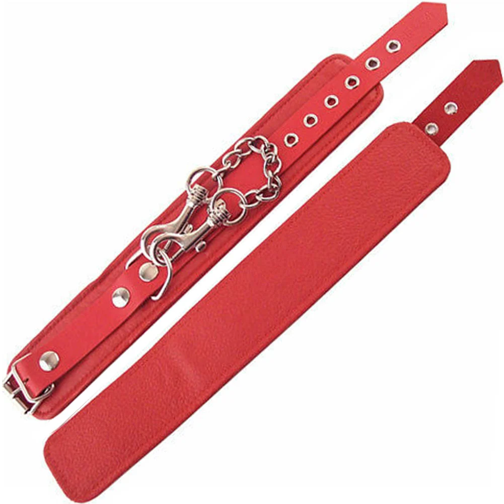 Heavy Duty Leather Ankle Cuffs, One Size, Red