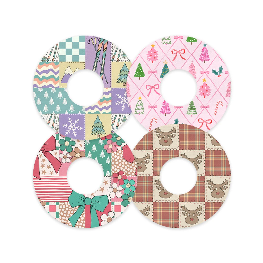 Holiday Patchwork Variety Patch Tape Designed for the FreeStyle Libre 3 Plus & Lingo- Pump Peelz