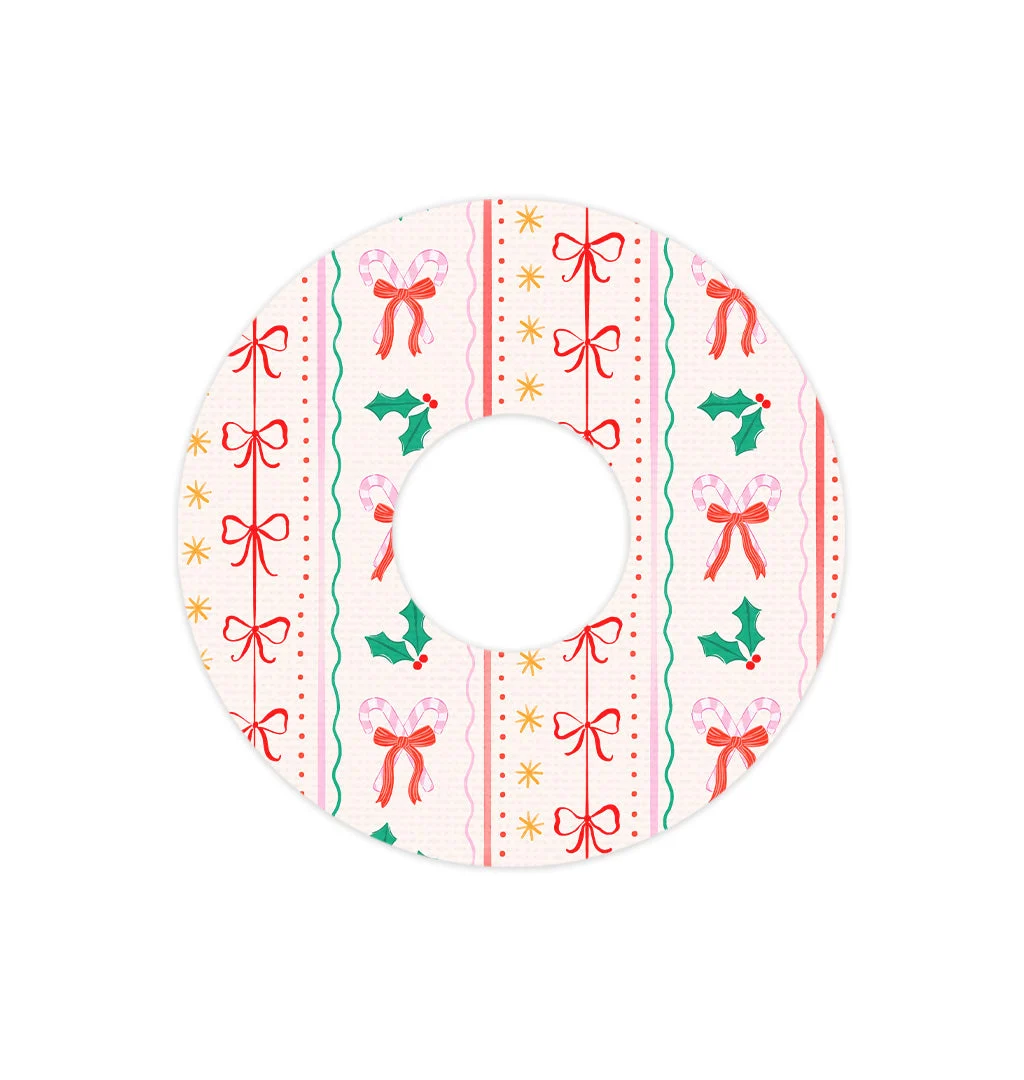 Holly Jolly Ribbon FreeStyle Libre 3 Plus & LingoPatch Tape - Pump Peelz