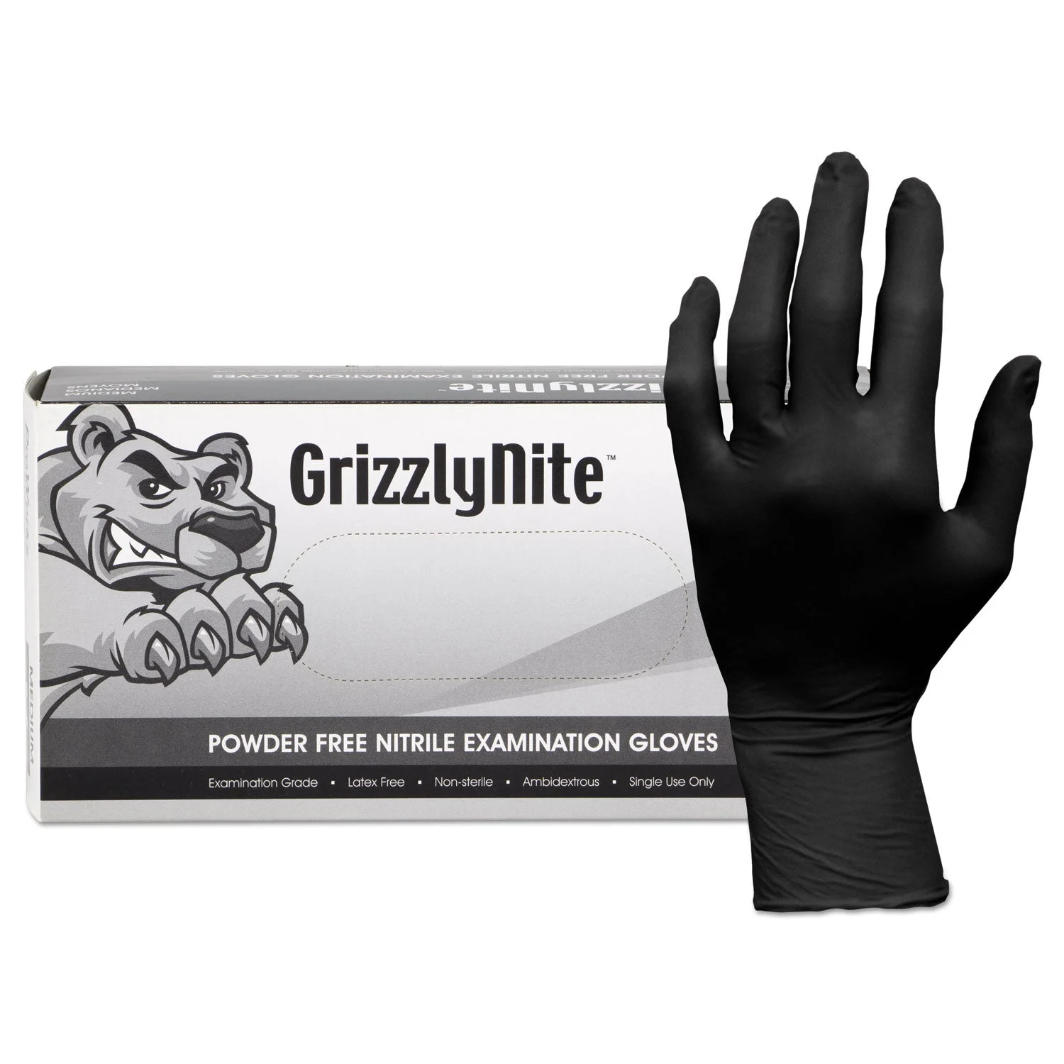 HOSPECO ProWorks GrizzlyNite Nitrile Gloves, Black, X-Large, 1000/CT