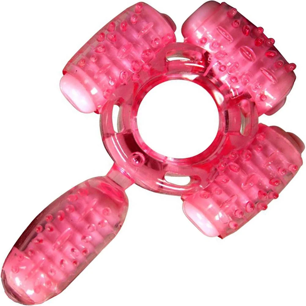 Humm Dinger Super Quad Vibrating Penis Ring, Magenta